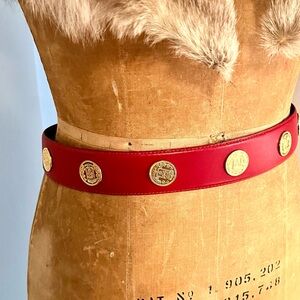 Arrivanto Red Leather Belt with Coins